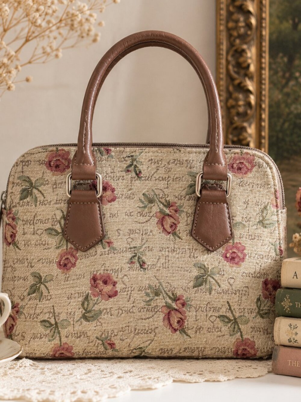 Signare Floral Tapestry Handbag Cottagecore Rose Print Purse